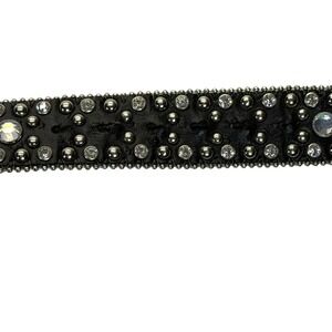W.B.‎ Atlas Belt Womens 32 Black Leather Rhinestone Studded Western Cowgirl Y2K